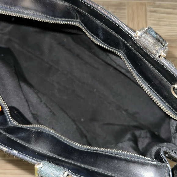 Sold Salvatore Ferragamo Calf Hair Blue & Black Tote Purse - Picture 14 of 14